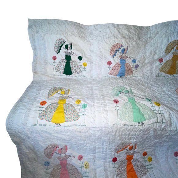 Handmade Hand Crafted Prairie Quilt Granny Square Prinoline Cottagecore 99X74 - Picture 2 of 12